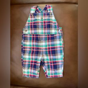 Ralph Lauren Baby plaid madras overalls size 3 months